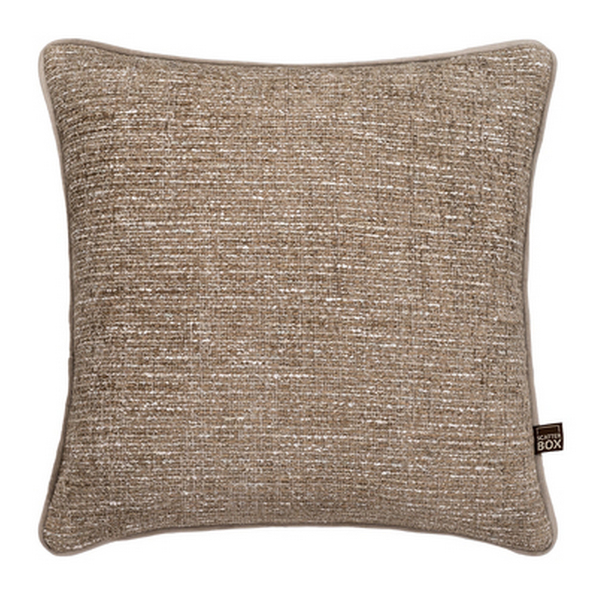 Beckett Watercolour Abstract Cushion In Natural Mink Brown